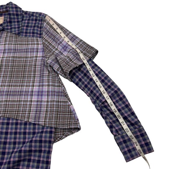 We The Free Womens Boho Blue Layer It Up Plaid Button Up Layered Shirt Sz S - Picture 15 of 16